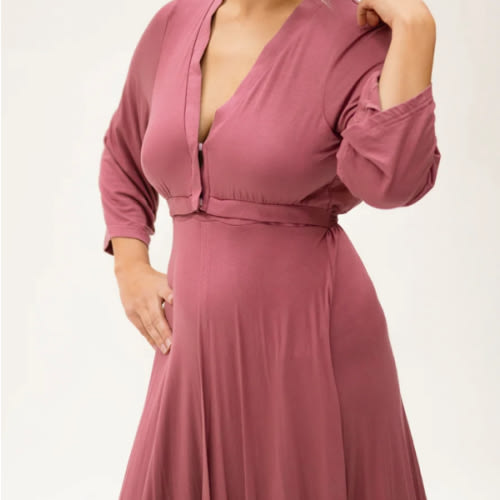 Lila Labor & Postpartum Gown in Dusty Rose