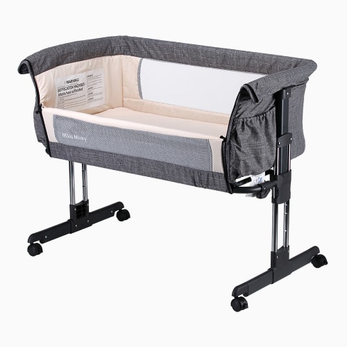Mika Micky Bedside Sleeper Easy Folding Portable Crib,Grey