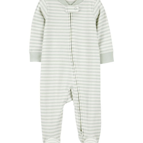 Green/White Baby Boy Striped 2-Way Zip Ribbed Sleeper pyjamas | Carter’s Oshkosh Canada