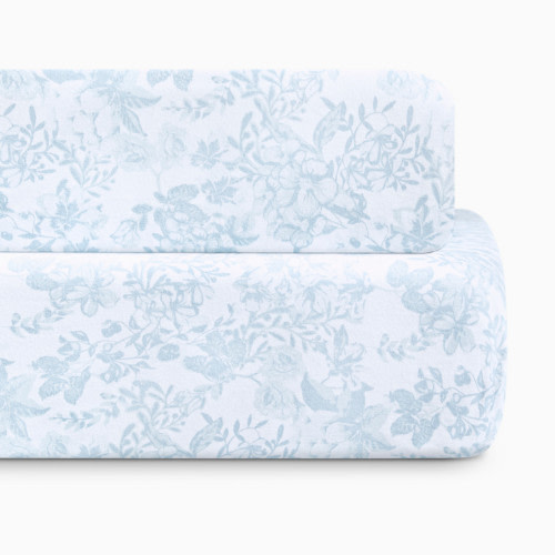 Bellini Organic Jersey Cotton Crib Sheet and Changing Pad Cover Set - Blue Floral