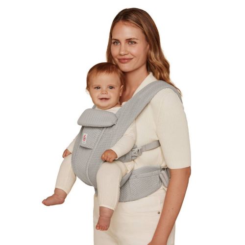 Ergobaby Omni Deluxe Mesh All-in-One Baby Carrier - Pearl Gray: Buckle Closure, Adjustable Harness, Infant Head Support
