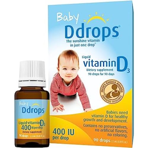 Ddrops 1072834 400 IU Liquid Vitamin D3 Drops for Babies, 2.5 ml, 2 Count