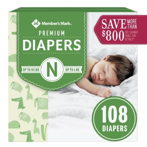 M.M Premium Baby Diapers Newborn - 108 ct. (Up to 10 lbs.)