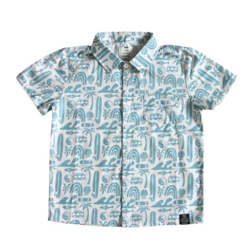Grey and Blue Bus Button Down