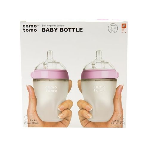 Comotomo Natural Feel 8oz. Bottle, 4 Pack - Pink