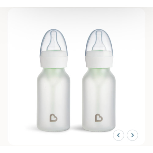 MUNCHKIN Bond Silicone Glass Bottle 4oz 2 pack | white