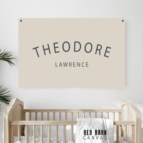 Custom Baby Name Canvas Flag: New Font Style | Minimalist And Modern Boho Nursery Decor