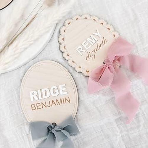 Personalized Baby Name Announcement Sign - Custom Engraved 3D Hospital Name Plaque - Newborn or Maternity Photo Prop - Nursery Decor - 4 Designs Available