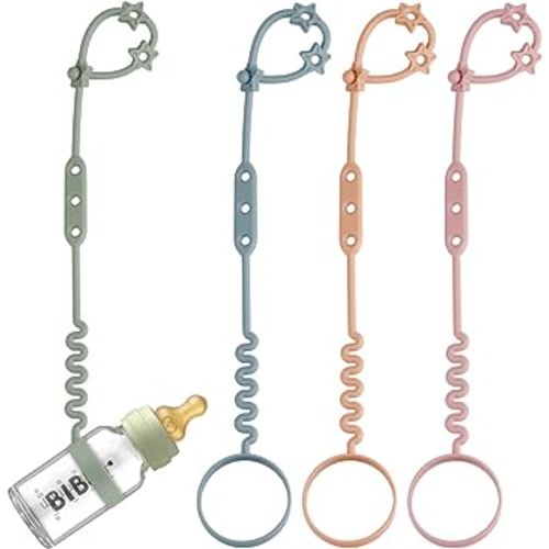 Toy Safety Straps, 4 Pack Silicone Sippy Cup Straps, Sippy Cup Leash for Baby, Keep Bottles and Sippy Cups Close at Hand and Off The Ground or Floor (4PACK, Sage/Ether/Blush/Muted)