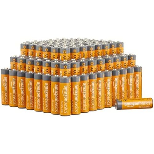 Amazon Basics 100 Pack AA High-Performance Alkaline Batteries, 10-Year Shelf Life, Easy to Open Value Pack
