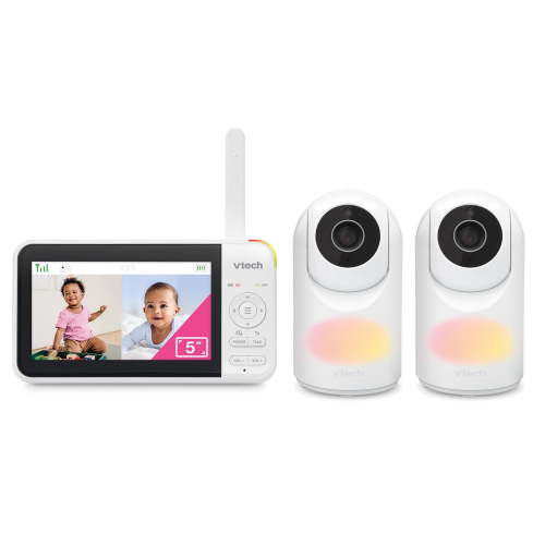 VTech VM5267-2 2 Camera 5” Digital Video Baby Monitor with Pan and Tilt and Night Light, White - Walmart.ca
