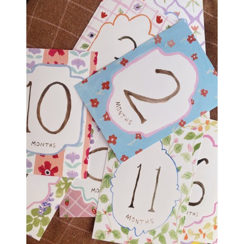 Vibrant Painted Baby Milestone Marker Cards