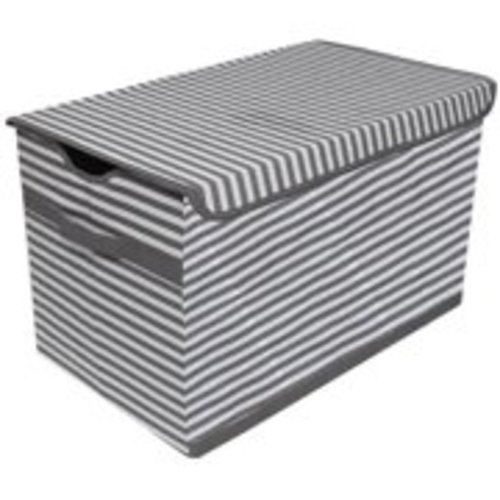 Bacati Pin Stripes White/Grey Collapsible Stoway Storage Toy Chest with 100 Percent Cotton Percale Outside Cover