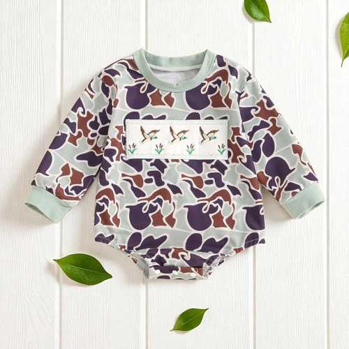 Baby Mallard Duck Sweatshirt Romper, Baby Hunting Duck Bodysuit, Baby Camouflage Romper, Newborn Hunting Buddy Fall Outfit, Baby Shower Gift