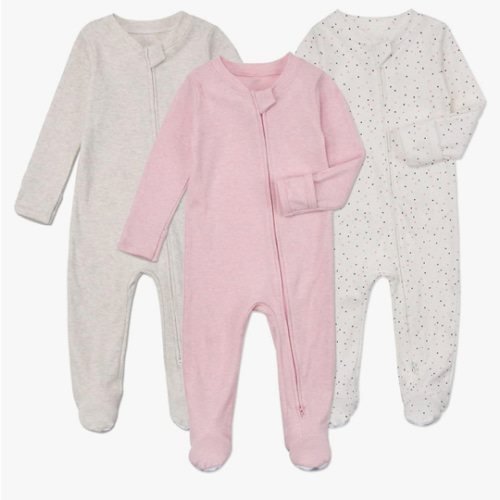 Aablexema Baby Footie Pajamas with Mittens - 3Pcs Infant Footed Sleeper Cotton Sleepwear Outfits