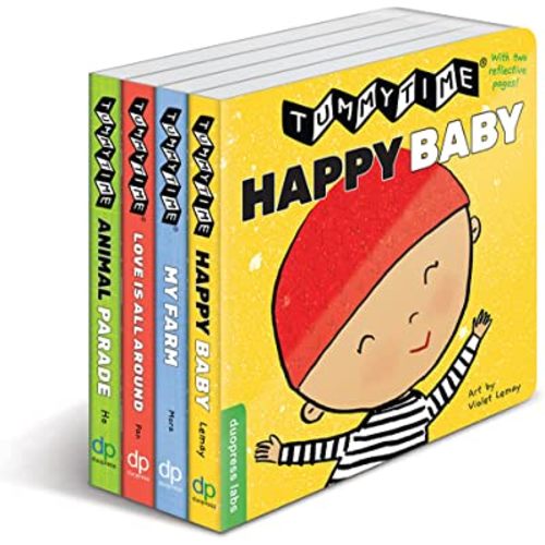 TummyTime Fold-Out Book Set: 4 high-contrast books to help develop strength and eye coordination for your baby