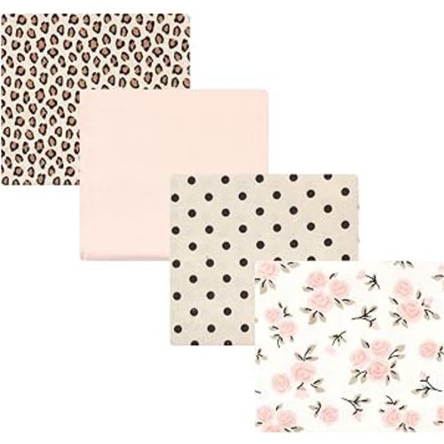 Hudson Baby Unisex Baby Cotton Flannel Receiving Blankets, Neutral Pink Floral, One Size