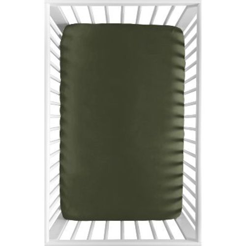 Sweet Jojo Designs Boy Baby Fitted Mini Crib Sheet Woodland Camo Collection Solid Green