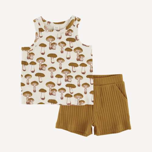 topstitch tank and relaxed short set | neutral fungi | organic cotton interlock