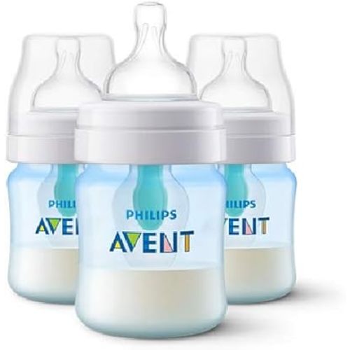 Philips AVENT Anti-Colic Bottle with Air-Free Vent, SCF402/34, Blue, 4 Ounce (Pack of 3)