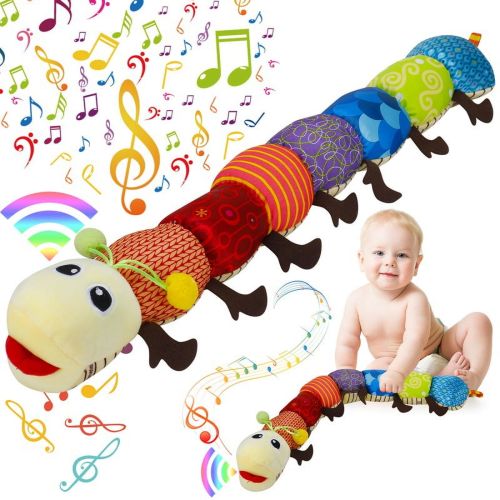 sixwipe Caterpillar Baby Musical Toy, Multicolor Infant Toy Crinkle Rattle Soft with Ruler Design, Early Learning Educational Toys with Rattles for Babies 0-3-6-12 Months