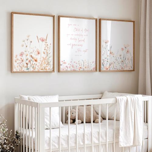 Christian Nursery Wall Art Bible Verse Nursery Girl Scripture Nursery Wall Decor Baby Shower Gift Child of God Psalm 139 Nursery Print 1092