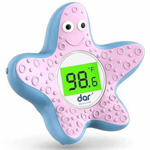 Baby Bath Thermometer for Tub,Floating Digital Water Temperature Thermometer with Instant Accurate Reading,3-Color Safety Light,Auto On/Off for Newborn,Infant & Toddler（Starfish）