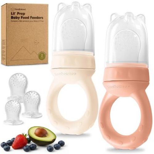 KeaBabies 2-Pack Prep Baby Food Feeder, BPA-Free Silicone Baby Fruit Feeder for Teething, 6-12 Months BLW Feeding Essentials (Roseate)