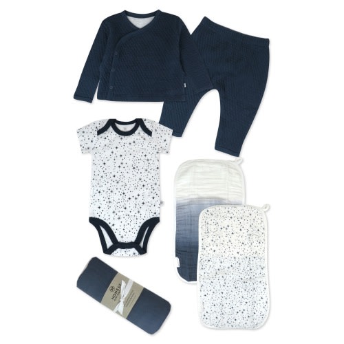 Baby 6-Piece Take Me Home Organic Cotton Gift Set, Twinkle Star Navy