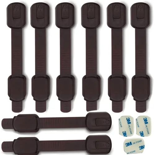Child Safety Cabinet Locks for Baby Proof,Child Proof Safety Locks for Cabinets,Drawers,Cupboard,Oven,Fridge(Brown Cabinet Locks-8Packs) BAOWEIJD