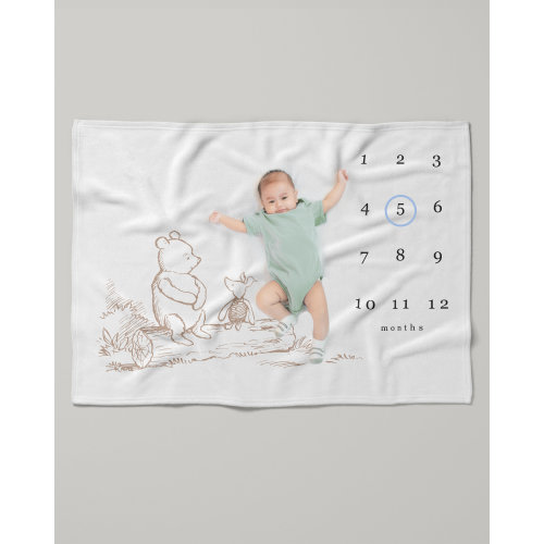 Winnie the Pooh Baby Milestone Blanket Baby Blanket - Neutral Baby Blanket