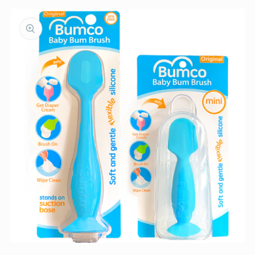 Bumco 2-Pack Full-Size & Mini Baby Bum Brush Bundle (Blue/Blue)