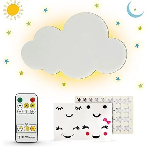 Cloud Lights - Nursery Decor Cloud Lamp, Nursery Light with Remote, Cute Rechargeable Baby Lamps for Nursery, Hanging Lamp Baby Wall Decor, Kids Night Light with Timer & Touch Control (White)