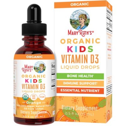 MaryRuth's USDA Organic Kids Vitamin D3 Liquid Drops Growth and Bone Health Supplement 640 IU per Serving 15 ml
