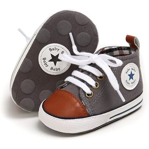 Meckior Toddler Baby Boys Girls High Tops Ankle Sneakers Soft Anti-Slip Sole PU Leather Moccasins Infant Newborn Prewalker First Walking Crib Shoes