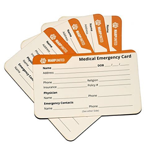 5-Pack Designer Medical Information Alert Emergency ID Card Stock 40pt Paper with Sheath 2.1 x 3.4 inch Credit Card Size for Wallet
