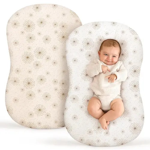 Termichy Baby Lounger Covers for Newborns: Muslin Lounger Pillow Covers Fit for Snuggle Me for Cozy Naps at Home or On The Go – Must Have Baby Nest Lounger Sheets for Toddler Girl Boy 0-12 Months