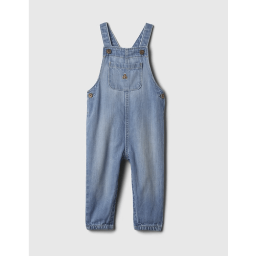 Baby Organic Cotton Denim Overalls in dark denim, size: 12-18 M