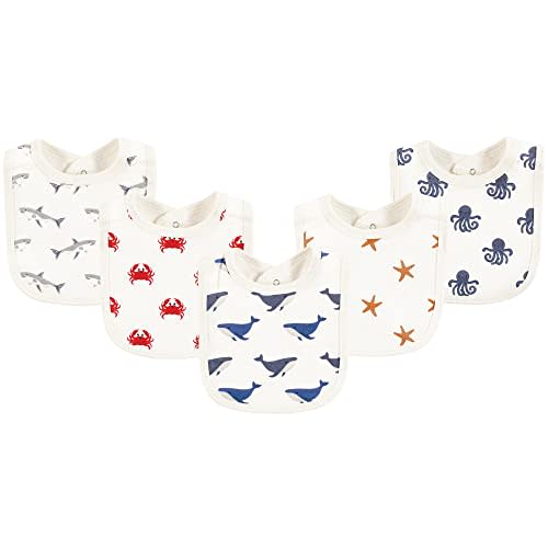 Touched by Nature Unisex Baby Organic Cotton Bibs, Mystic Sea Creatures, One Size