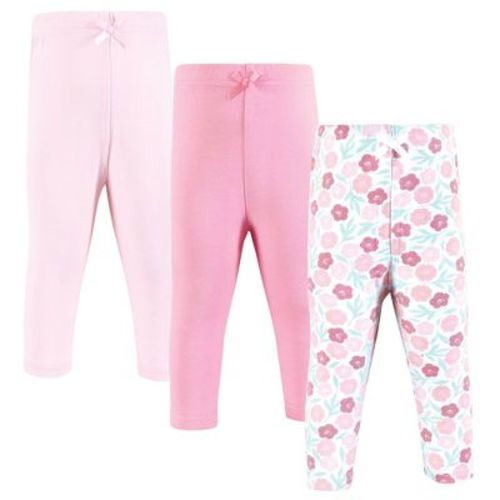 Hudson Baby Infant Girl Cotton Pants and Leggings, Mint Floral, 3T