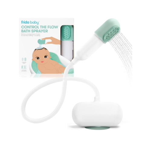 Frida Baby Control The Flow Bathtub Sprayer Attachment for Baby Bathtub, Shower Head with Scalp Massager, Control Waterflow with 2 Pressure Modes
