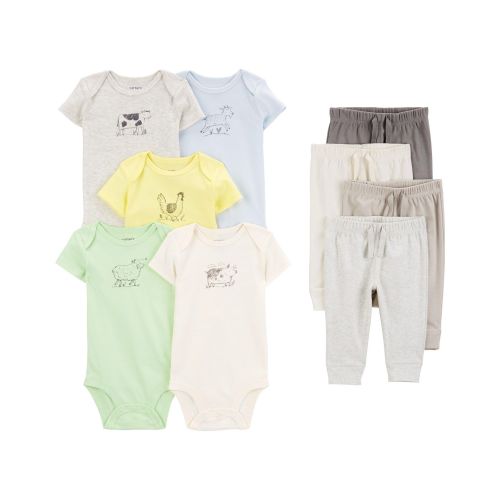Baby 9-Piece Short-Sleeve Bodysuits & Pull-On Pants Set | Carter's