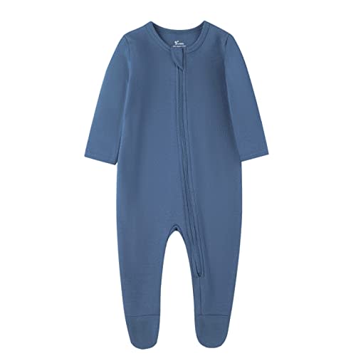 O2 BABY Baby Boys Girls Organic Cotton Zip-Front Sleeper Pajamas, Footed Sleep 'n Play