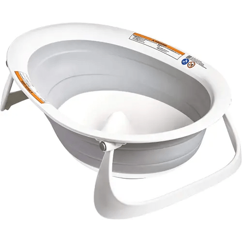 Boon Naked Collapsible Baby Bathtub - Adjustable 2-Position Collapsible Baby Bath for Travel - Recline or Sit Up for Infants and Toddlers - Baby Travel Essentials - Gray - Ages 0 to 18 Months
