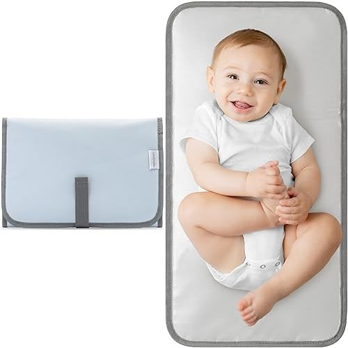 Comfy Cubs Baby Changing Pad Compact Size - Waterproof Diaper Changing Mat with Cushioned Pillow - Soft & Lightweight, Foldable Design for Travel - Stylish Design for Boys and Girls - Sea Blue