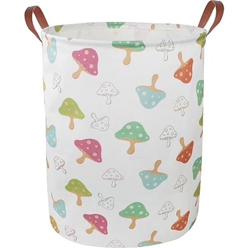 CLOCOR Baby Laundry Basket,Collapsible Kids Toys Storage Baskets,Nursery Hamper for Boys and Girls,Jungle Bedroom Decor,Gift Basket（Mushroom