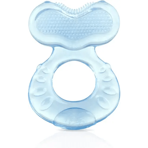 Nuby Silicone Teethe-eez Teether with Bristles, Includes Hygienic Case, Blue