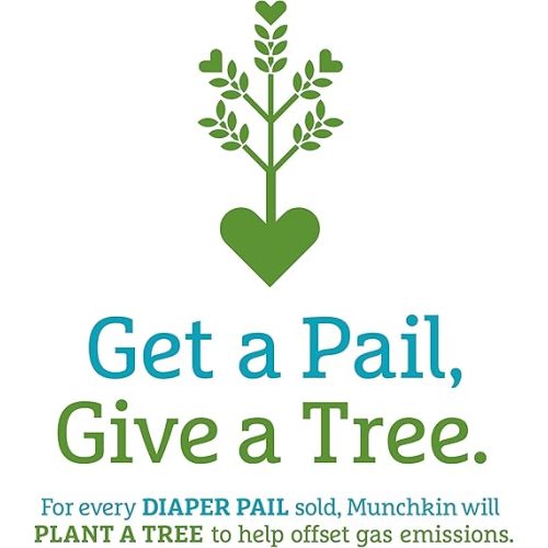 Munchkin® STEP™ Diaper Pail Powered by Arm & Hammer, #1 in Odor Control, Award-Winning, Includes 1 Snap, Seal & Toss™ Bag, 1 Starter Refill Ring, and 1 PUCK™ Baking Soda Cartridge