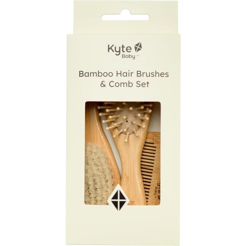 Kyte BABY Bamboo 3-Piece Brush Set - 1 Goat Hair Brush, 1 Wooden Bristle Brush and 1 Bamboo Comb