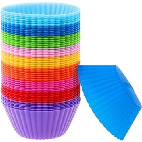 54 Pack Silicone Muffin Cups, Selizo Silicone Cupcake Baking Cups Reusable Muffin Liners Cupcake Wrapper Cups Holders for Muffins, Cupcakes and Candies